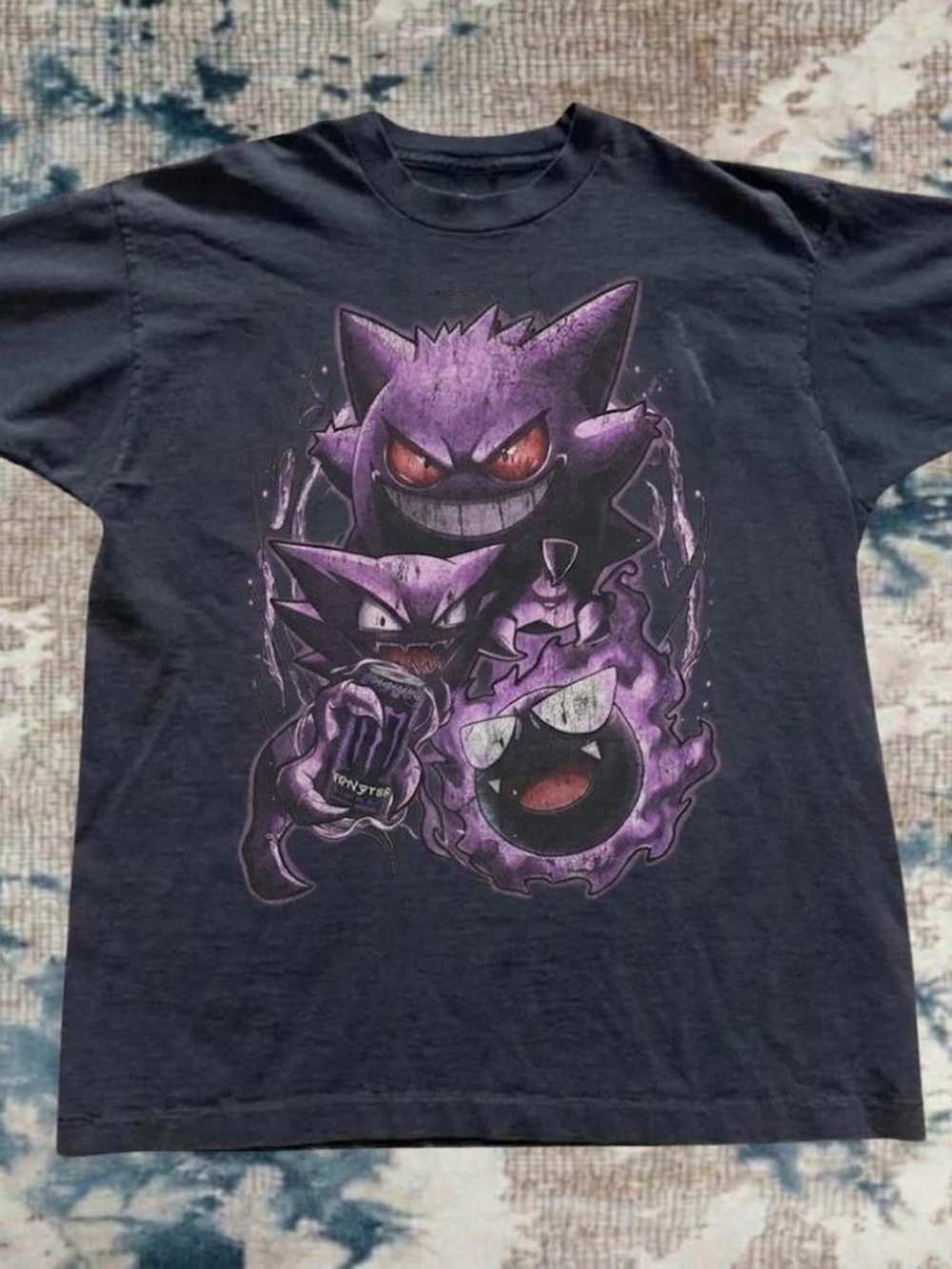 Gildan Black Graphic Tee with Purple Gengar Trio